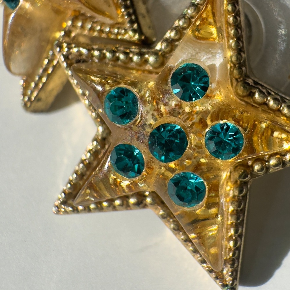Betsey Johnson Star Earrings With Teal Crystals by Heavens To Betsey Collection - Picture 5 of 8